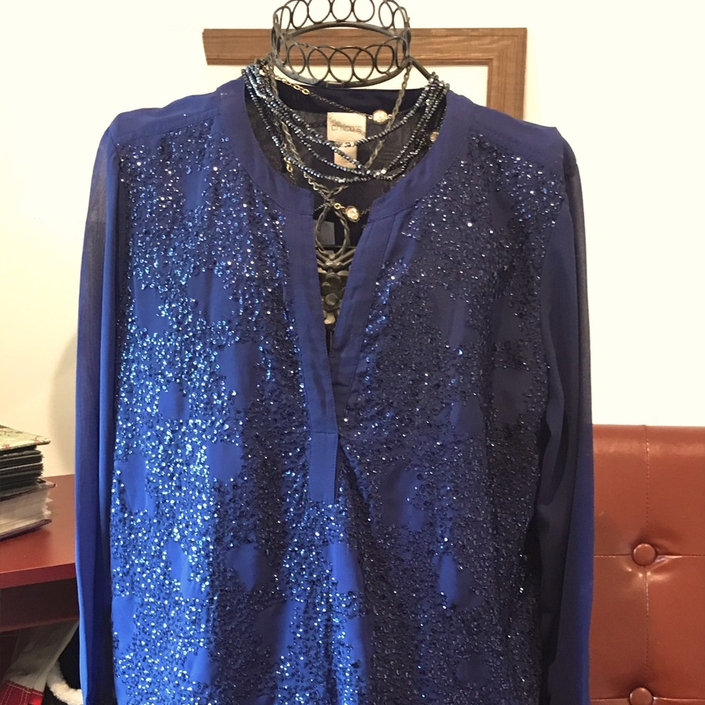 Chico’s Navy Shimmer top